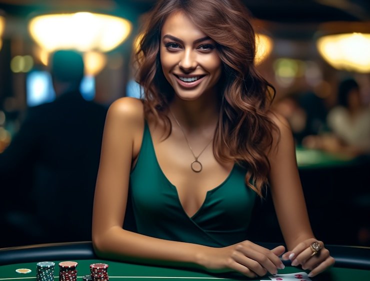 Dealer casino langsung memandu permainan di studio yang modern dan interaktif